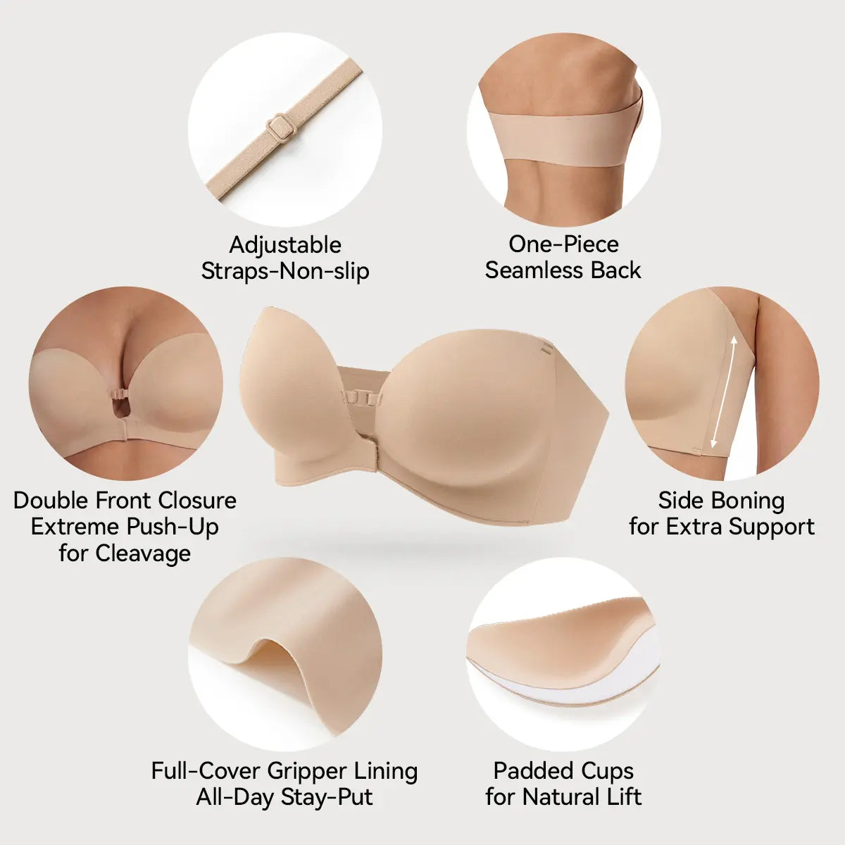 Women’s Strapless Bras – Dual Front-Buckle Design