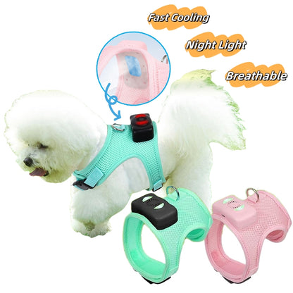 Pet Dog Vest Harness with Chest Strap – Breathable, Cooling Air Conditioner-Integrated Pet Product for Comfort and Safety