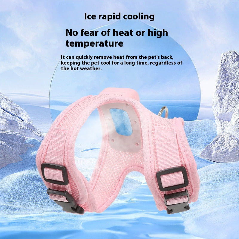 Pet Dog Vest Harness with Chest Strap – Breathable, Cooling Air Conditioner-Integrated Pet Product for Comfort and Safety