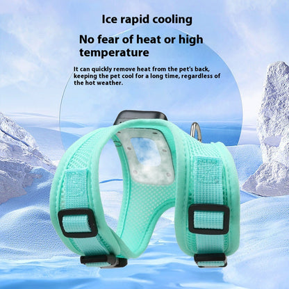 Pet Dog Vest Harness with Chest Strap – Breathable, Cooling Air Conditioner-Integrated Pet Product for Comfort and Safety