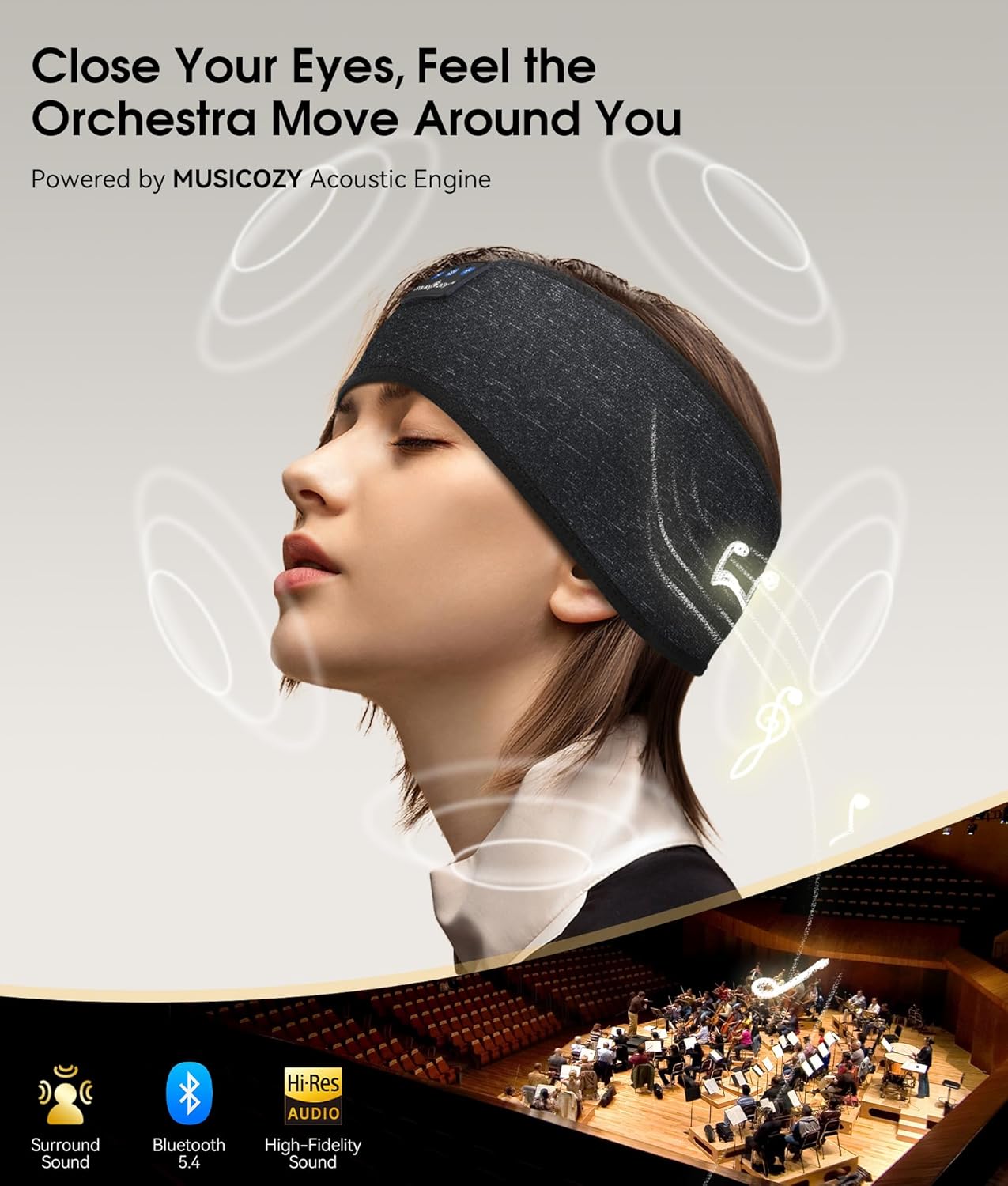 MUSICOZY Bluetooth Sleep Headband & Headphones