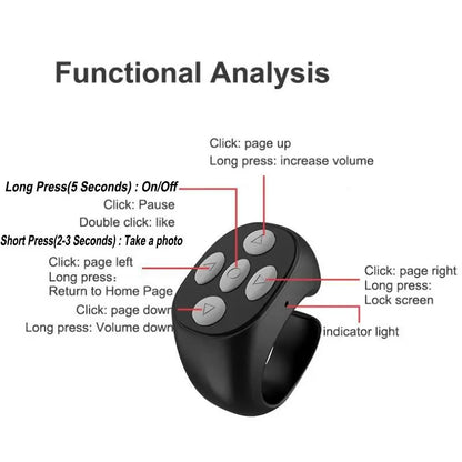 Wireless Remote Control Ring – Bluetooth Selfie & Video Controller