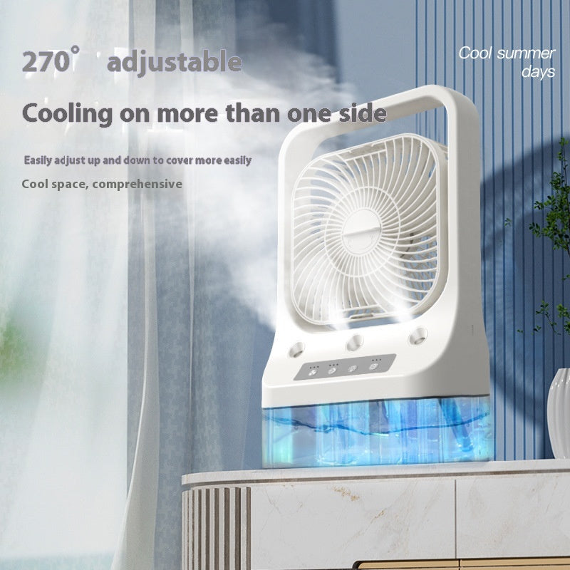 USB Rechargeable Household Cooling Fan with Adjustable Head, Water-Cooled Air Conditioning Tank, Low Noise Air Cooler Fan for Efficient Air Cooling