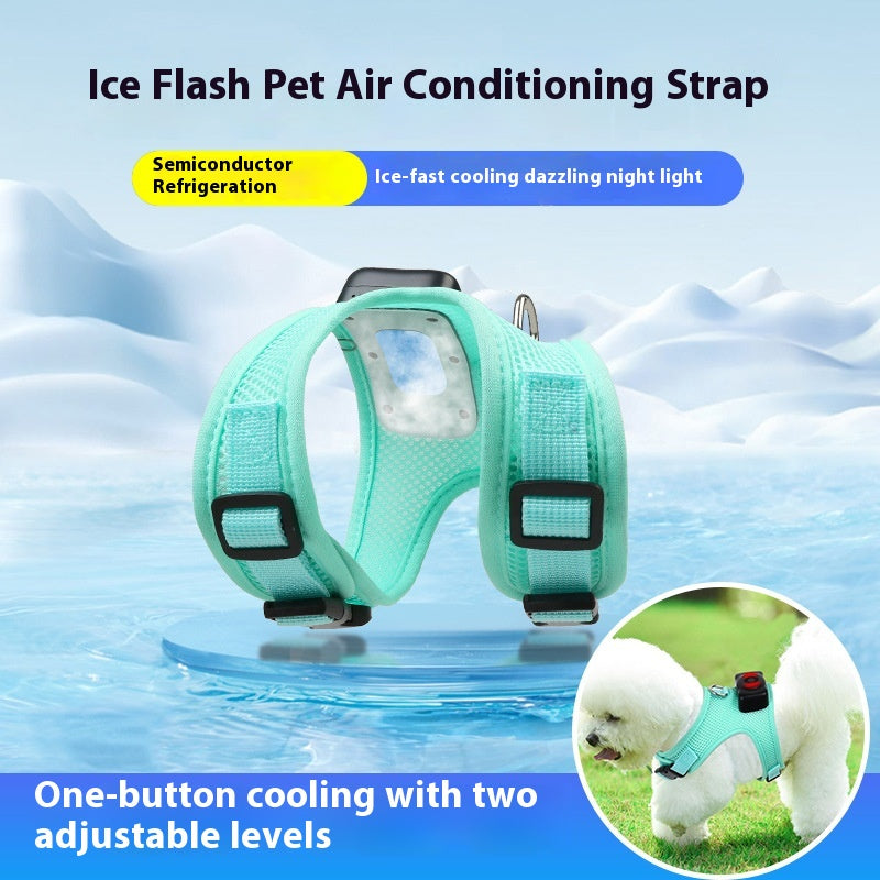 Pet Dog Vest Harness with Chest Strap – Breathable, Cooling Air Conditioner-Integrated Pet Product for Comfort and Safety